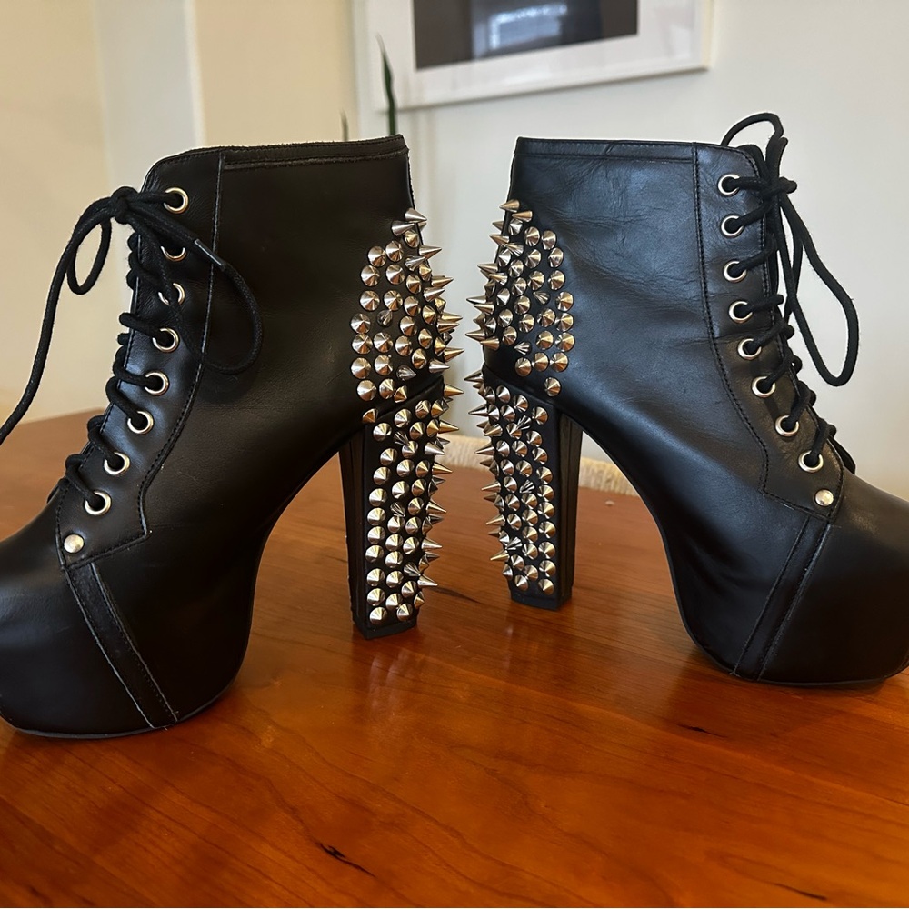 Iconic Jeffrey Campbell Litas: Black Studded Platform Ankle Boots